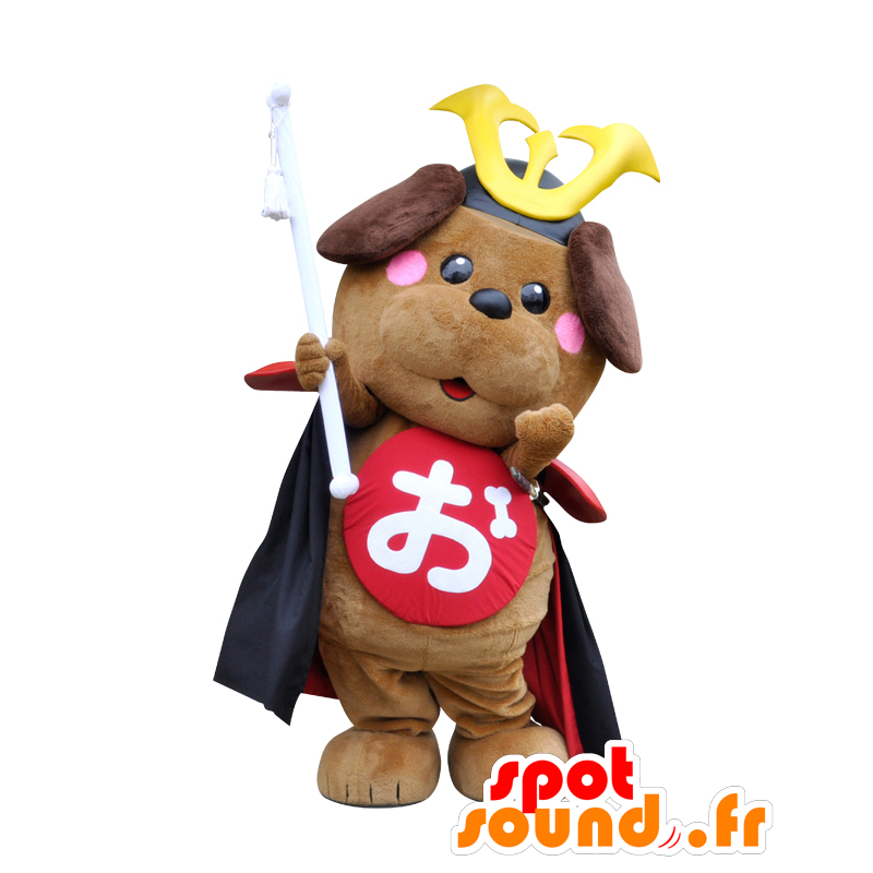 ゆるキャラマスコット日本人 の 赤い鎧とマスコットokewanko犬サムライ