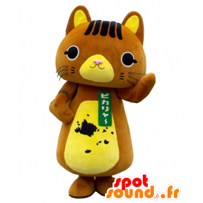 Mascot Pikarya, bruine kat en hond, zeer leuk en succesvol - MASFR26418 - Yuru-Chara Japanse Mascottes