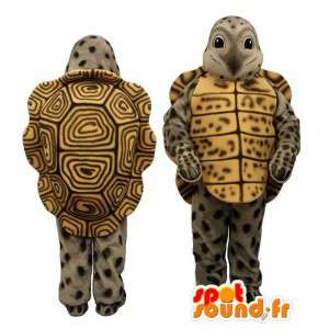 Turtle Maskottchen grau gelb und braun - MASFR006929 - Maskottchen-Schildkröte