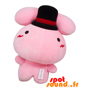 Mascotte de Sakai, de lapin rose avec un chapeau noir - MASFR26422 - Mascottes Yuru-Chara Japonaises