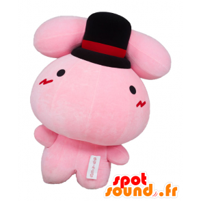 Mascotte de Sakai, de lapin rose avec un chapeau noir - MASFR26422 - Mascottes Yuru-Chara Japonaises