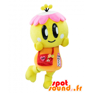 Miku-chan maskot, gul, rosa och blå bi - Spotsound maskot
