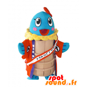 Mascot Mihama-cho, blau und weiß tier, niedlich und lustig - MASFR26427 - Yuru-Chara japanischen Maskottchen