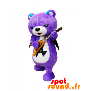 Mascot Akkuma, violetti nalle musta siivet - MASFR26428 - Mascottes Yuru-Chara Japonaises