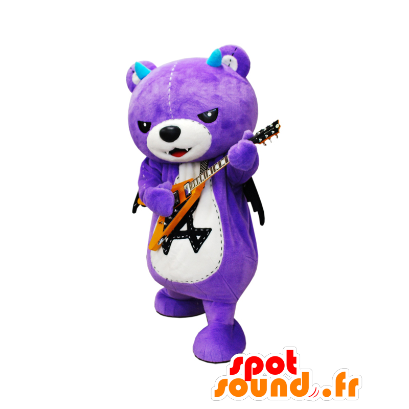 Mascot Akkuma, lilla teddy med svarte vinger - MASFR26428 - Yuru-Chara japanske Mascots