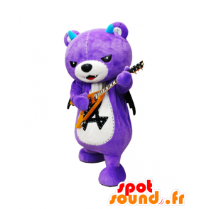 Mascotte d'Akkuma, nounours violet, avec des ailes noires - MASFR26428 - Mascottes Yuru-Chara Japonaises