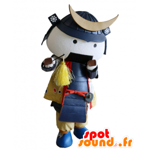 Mascotte de Miyagi, samouraï, avec une armure dorée et bleue - MASFR26429 - Mascottes Yuru-Chara Japonaises