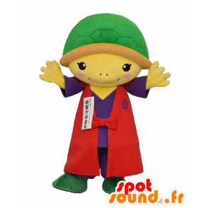 Mascot tartaruga verde e amarelo, vermelho e equipamento roxo - MASFR26430 - Yuru-Chara Mascotes japoneses