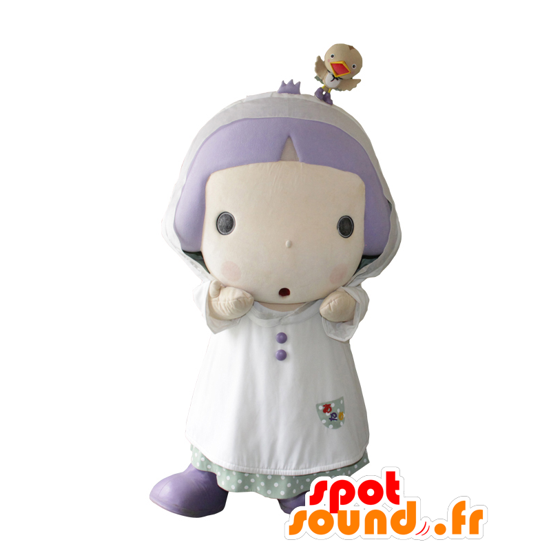 Boy mascot, white outfit with a bird on his head - MASFR26433 - Yuru-Chara Japanese mascots