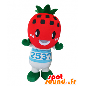 Mascotte Yoshimin, gigante fragola, pois rossi e bianchi - MASFR26435 - Yuru-Chara mascotte giapponese