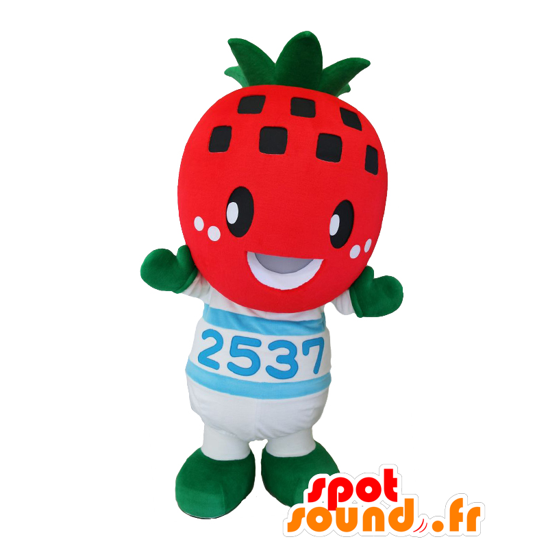 Maskot Yoshimin, obří jahoda, červené a bílé puntíky - MASFR26435 - Yuru-Chara japonské Maskoti Maskot Yoshimin, obří jahoda, červené a bílé puntíky - MASFR26435 - Yuru-Chara japonské Maskoti