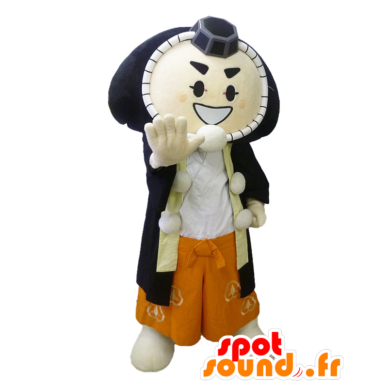 Mascotte de Kabukki, bonhomme noir et blanc, rond et souriant - MASFR26439 - Mascottes Yuru-Chara Japonaises