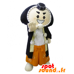 Mascot Kabukki, zwart en wit man, rond en lachend - MASFR26439 - Yuru-Chara Japanse Mascottes