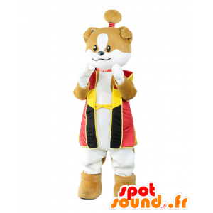 Mascot Mr. Wanmaru, bruine en witte hond met een broodje - MASFR26441 - Yuru-Chara Japanse Mascottes