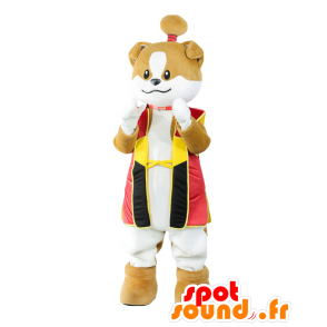 Mr. Wanmaru Maskottchen, braun und weiß Hund mit einem Brötchen - MASFR26441 - Yuru-Chara japanischen Maskottchen