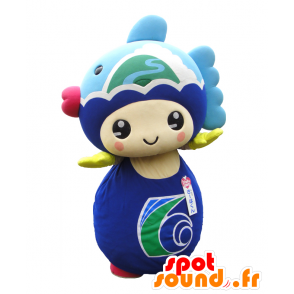 Mascota Kihoku, muñeco de nieve con las ondas y pescado azul - MASFR26445 - Yuru-Chara mascotas japonesas