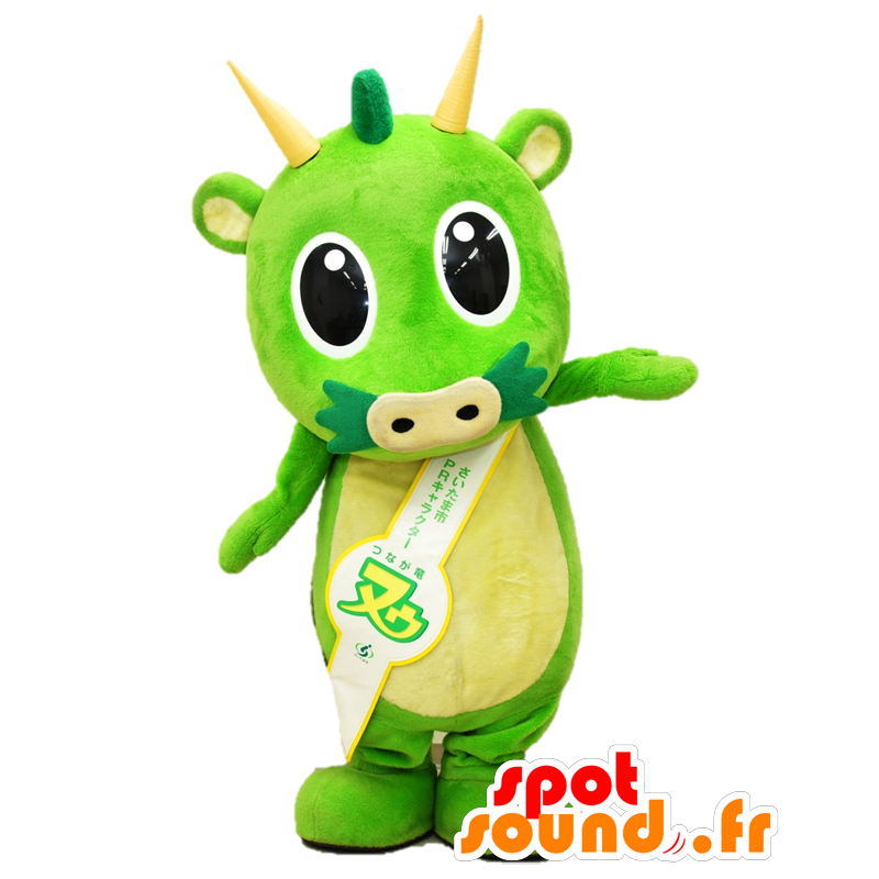 Mascot Isuzu, vihreä ja keltainen lohikäärme Minuma - MASFR26447 - Mascottes Yuru-Chara Japonaises