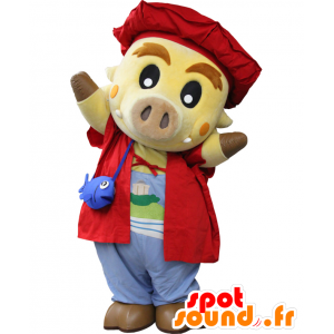 Inabou mascot, yellow pig, dressed tourists - MASFR26449 - Yuru-Chara Japanese mascots