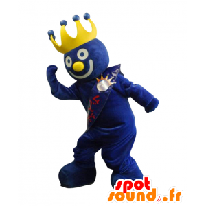 Blaue Schneemann-Maskottchen mit einer Krone auf dem Kopf - MASFR26452 - Yuru-Chara japanischen Maskottchen