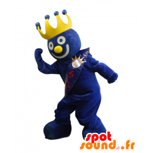 Blue sněhulák maskot s korunou na hlavě - MASFR26452 - Yuru-Chara japonské Maskoti