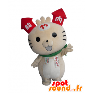 Béžové kočka maskot s ohňostrojem - MASFR26454 - Yuru-Chara japonské Maskoti