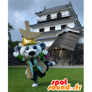 Mascotte de chien blanc, habillé en samurai - MASFR26456 - Mascottes Yuru-Chara Japonaises