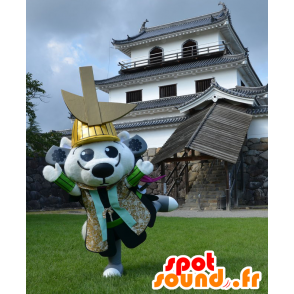 Mascotte de chien blanc, habillé en samurai - MASFR26456 - Mascottes Yuru-Chara Japonaises