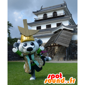 Valkoinen koira maskotti pukeutunut samurai - MASFR26456 - Mascottes Yuru-Chara Japonaises