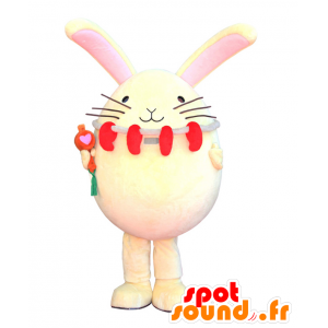 Enmaru mascot, white rabbit, red, black, colorful teddy - MASFR26459 - Yuru-Chara Japanese mascots