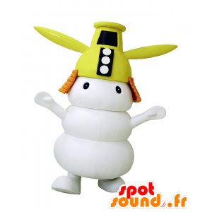Mascotte de Shiromochi-Kun, bonhomme blanc avec un casque jaune - MASFR26461 - Mascottes Yuru-Chara Japonaises