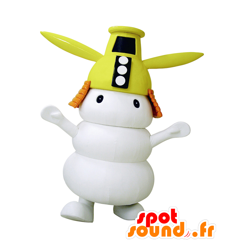 Mascot Shiromochi-Kun, homem branco com um capacete amarelo - MASFR26461 - Yuru-Chara Mascotes japoneses