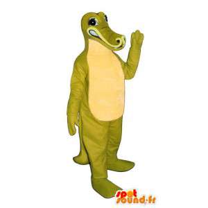 Grøn og gul krokodille maskot - Kostume, der kan tilpasses -