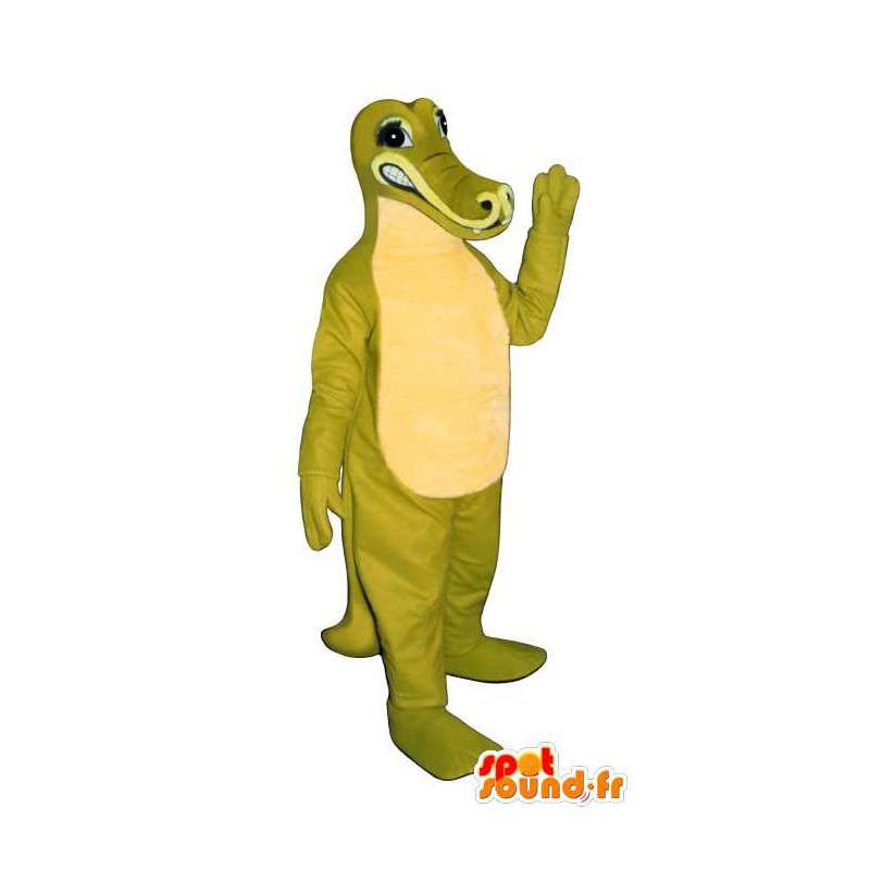 Grøn og gul krokodille maskot - Kostume, der kan tilpasses -