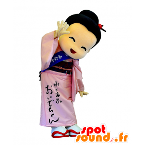 Mascot Oidechi-chan, prinsesse, med en smuk lyserød kjole -