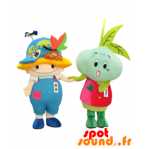 2 mascottes, l'une de Miyabo un enfant l'autre de Chami un légume - MASFR26479 - Mascottes Yuru-Chara Japonaises