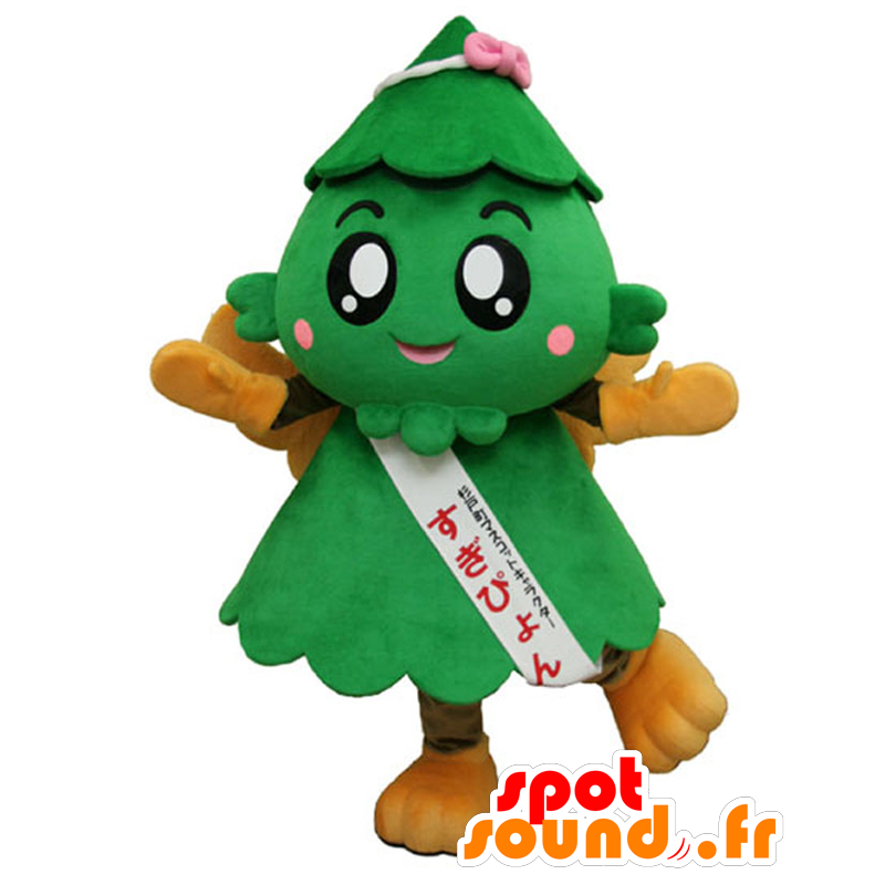 Mascot Sugito, groen en geel fir, reus en schattig - MASFR26481 - Yuru-Chara Japanse Mascottes