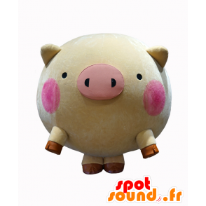 Mascot Maebashi, rosa og beige gris, lubben og morsom - MASFR26484 - Yuru-Chara japanske Mascots