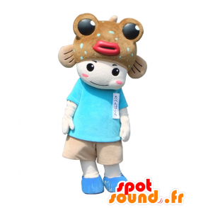 Mascot Tabenbakun, vacationer, με ένα ψάρι στο κεφάλι - MASFR26485 - Yuru-Χαρά ιαπωνική Μασκότ