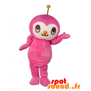 Dokin mascotte, rosa e bianco, con un'antenna - MASFR26490 - Yuru-Chara mascotte giapponese