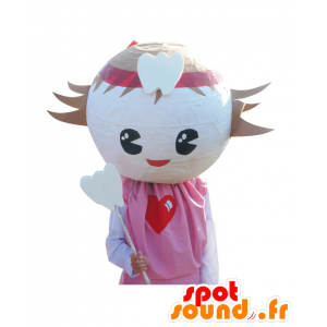 Mascote do boneco de neve branco, com uma cabeça redonda e engraçado - MASFR26492 - Yuru-Chara Mascotes japoneses