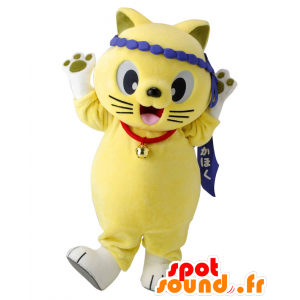 Maskot Nyantaro, žlutá a bílá kočka - MASFR26493 - Yuru-Chara japonské Maskoti