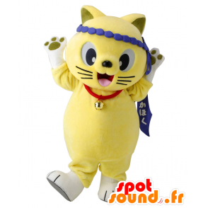 Mascota Nyantaro, amarillo y gato blanco - MASFR26493 - Yuru-Chara mascotas japonesas