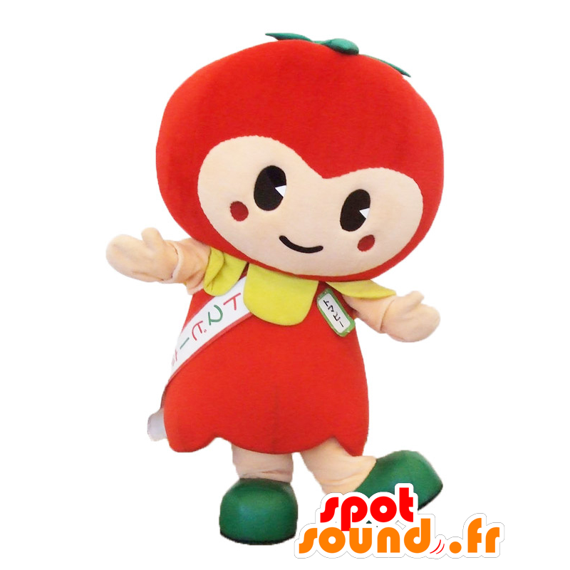 Mascotte de Tomapi, tomate rouge et verte, géante - MASFR26502 - Mascottes Yuru-Chara Japonaises