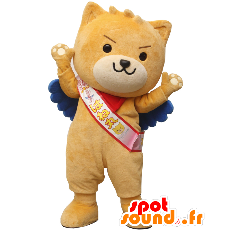 Mascot Hanemaru, ruskea kissa ympärillä ja söpö - MASFR26505 - Mascottes Yuru-Chara Japonaises