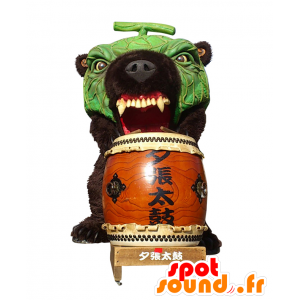 Mellon mascot, green and black teddy bear with a drum - MASFR26506 - Yuru-Chara Japanese mascots