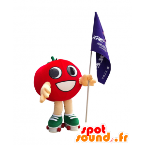 Mascot vermelho do tomate, gigante, em patins - MASFR26507 - Yuru-Chara Mascotes japoneses