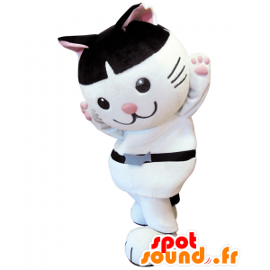 Mascotte de Nyajirou, chat blanc et noir, mignon et original - MASFR26508 - Mascottes Yuru-Chara Japonaises