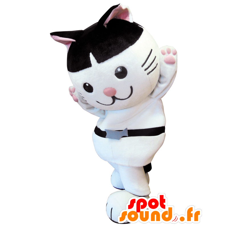 Mascotte de Nyajirou, chat blanc et noir, mignon et original - MASFR26508 - Mascottes Yuru-Chara Japonaises