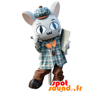 Mascot Fukanyan, chatten met een plaid outfit - MASFR26509 - Yuru-Chara Japanse Mascottes