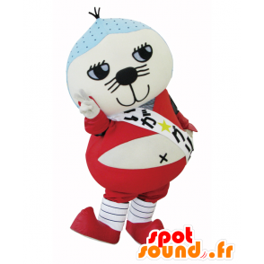 Griot mascot, big white cat, giant and smiling - MASFR26511 - Yuru-Chara Japanese mascots